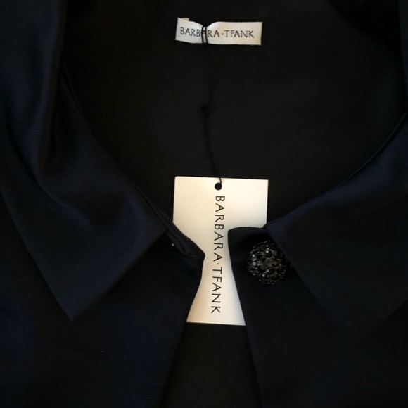 Barbara Tfank Silk Satin Navy Trapeze Coat - Picture 4 of 7